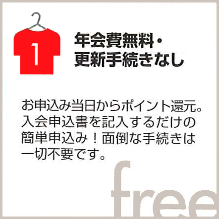 1.年間費無料・更新手続きなし